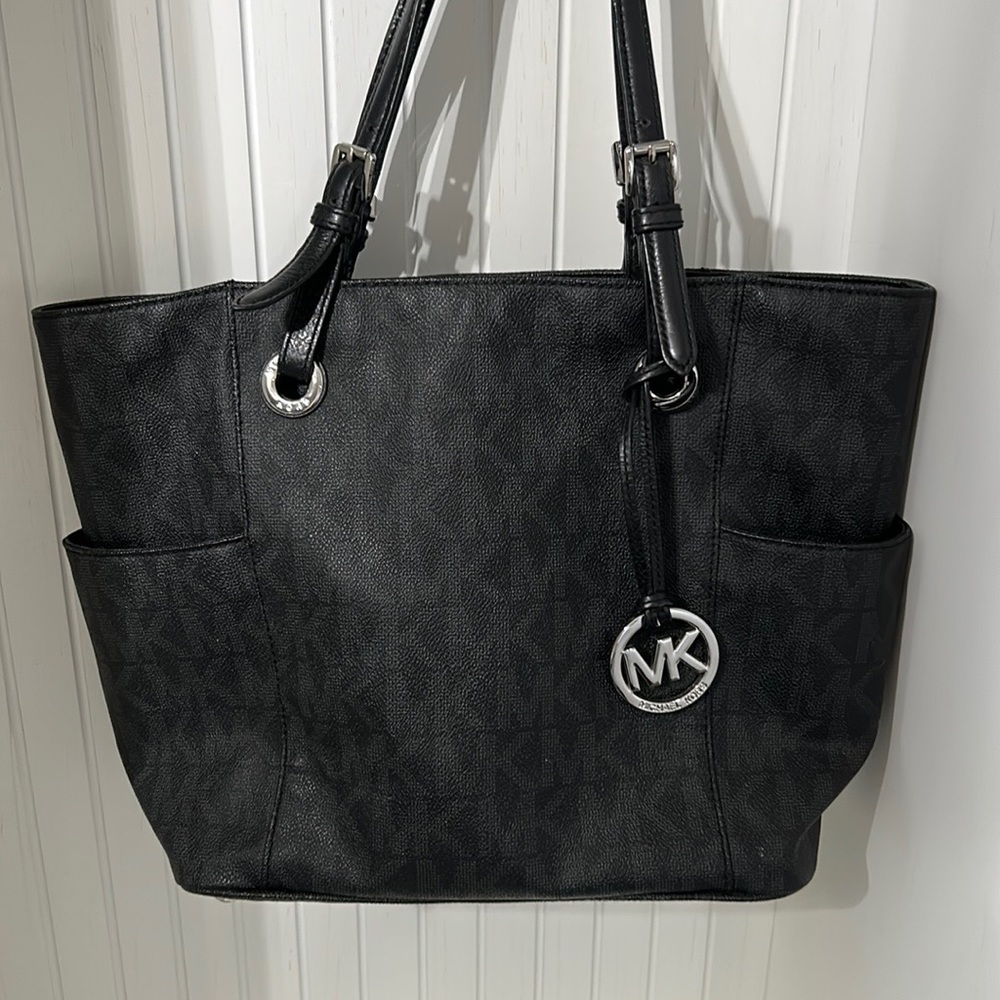 Michael Kors black MK tote